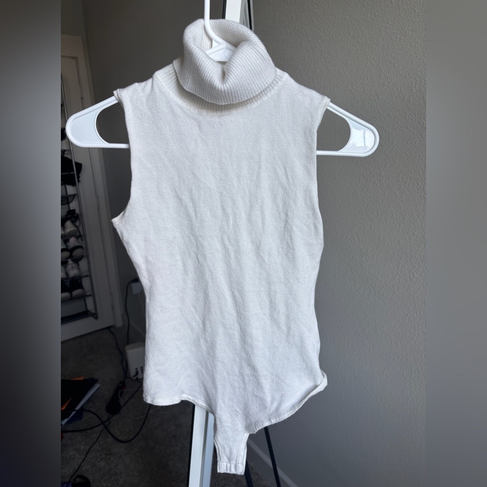 Le Lis White Turtleneck Tank Top